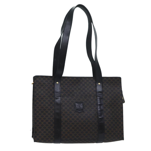 CELINE Macadam Canvas Shoulder Bag PVC Black Auth bs13291