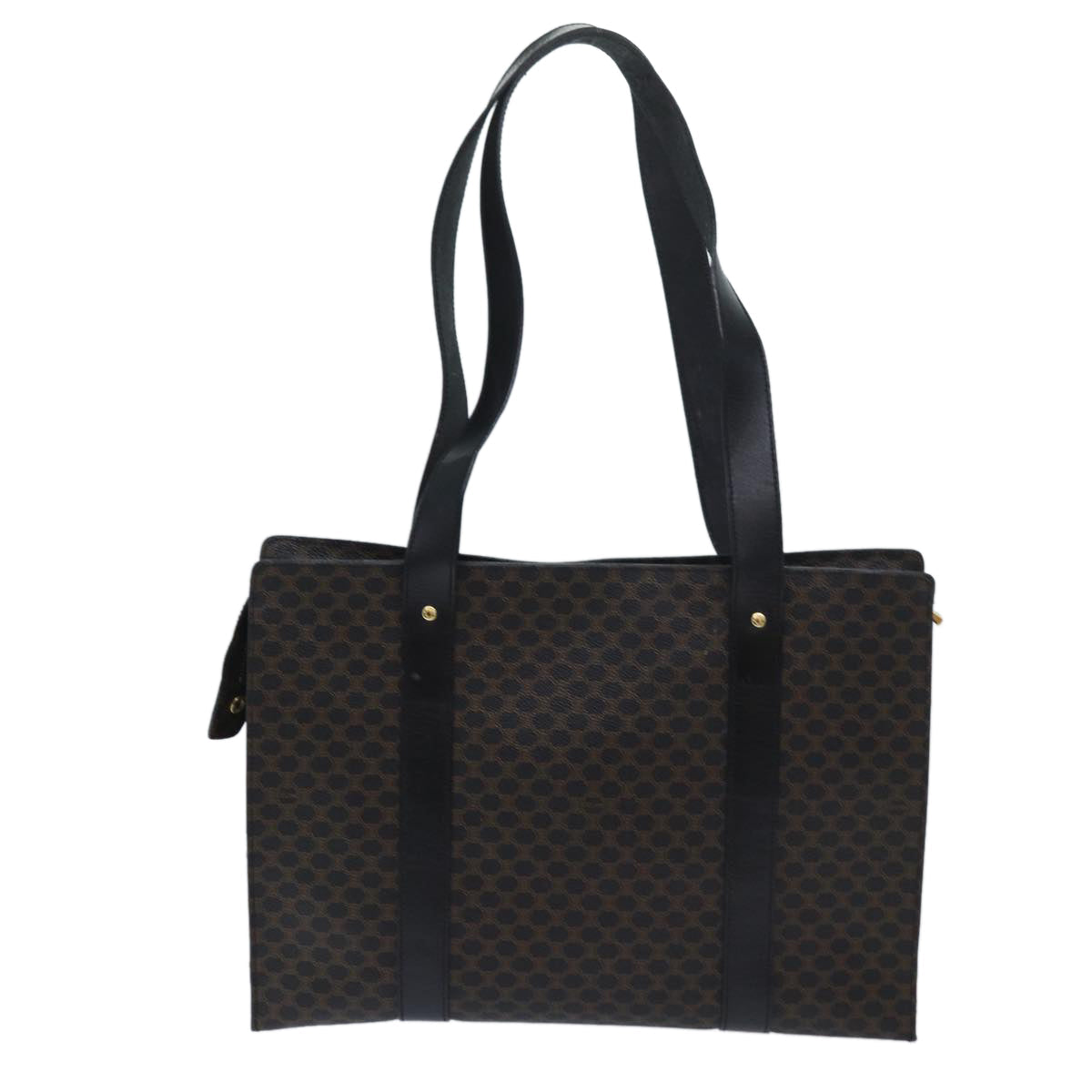 CELINE Macadam Canvas Shoulder Bag PVC Black Auth bs13291