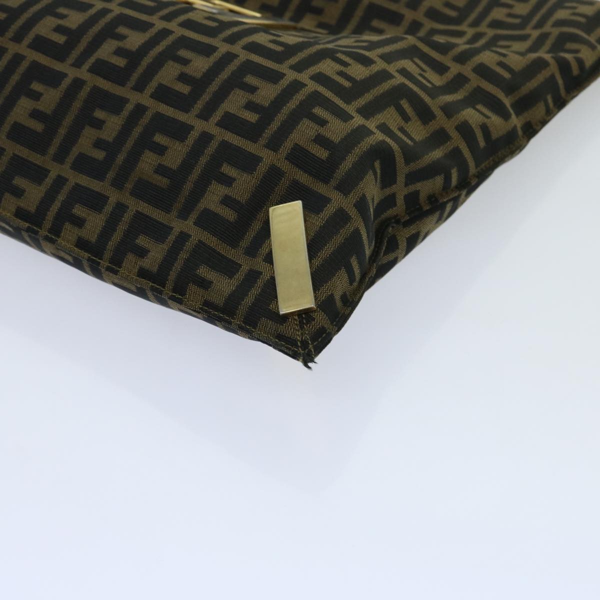 FENDI Zucca Canvas Hand Bag Brown Blackbs13299