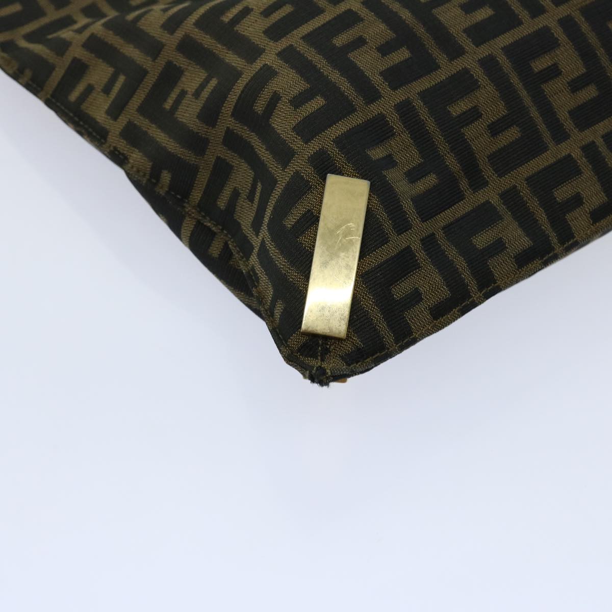 FENDI Zucca Canvas Hand Bag Brown Blackbs13299