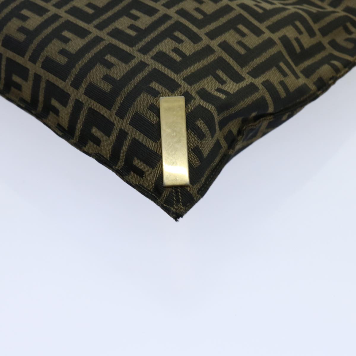 FENDI Zucca Canvas Hand Bag Brown Blackbs13299