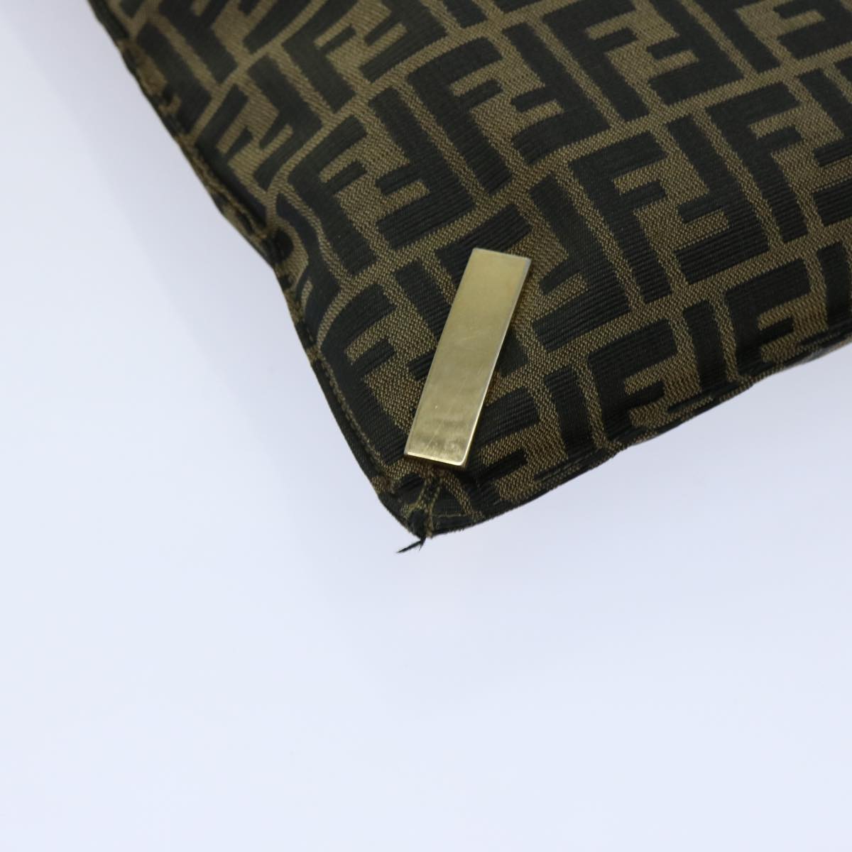 FENDI Zucca Canvas Hand Bag Brown Blackbs13299