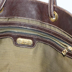 FENDI Zucca Canvas Hand Bag Brown Blackbs13299