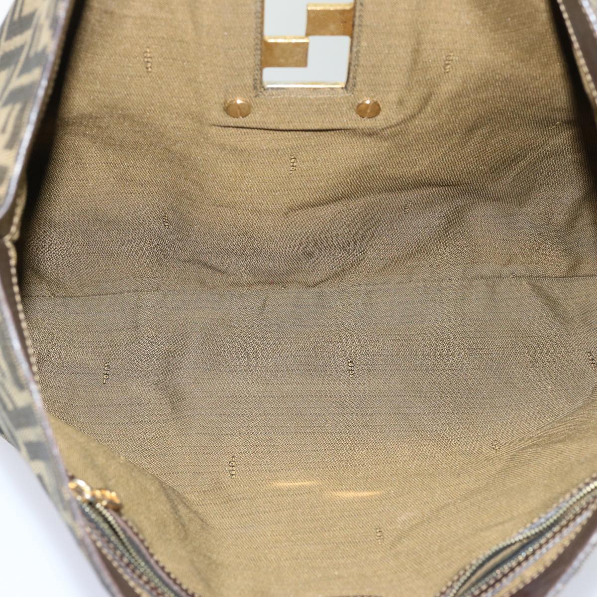 FENDI Zucca Canvas Hand Bag Brown Blackbs13299