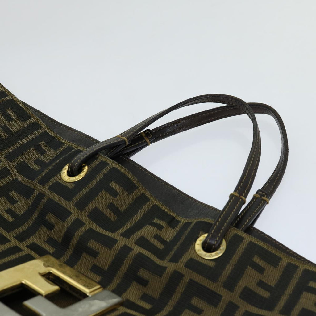 FENDI Zucca Canvas Hand Bag Brown Blackbs13299