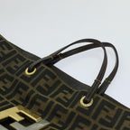FENDI Zucca Canvas Hand Bag Brown Blackbs13299