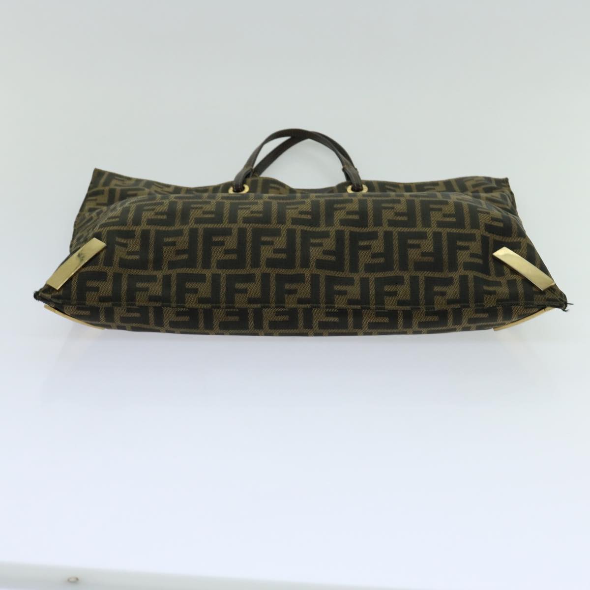 FENDI Zucca Canvas Hand Bag Brown Blackbs13299