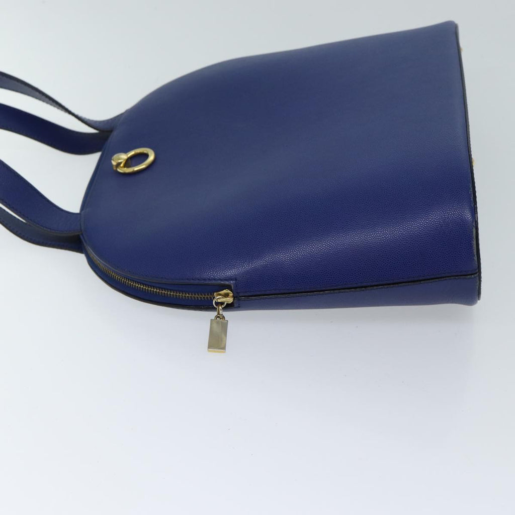 CELINE Hand Bag Leather Blue Auth bs13304