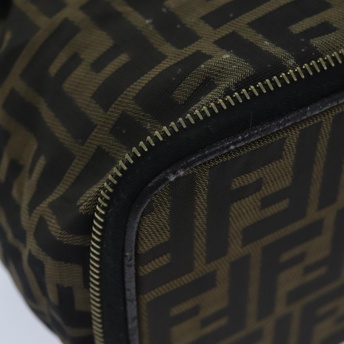 FENDI Zucca Canvas Vanity Pouch Brown Blackbs13353