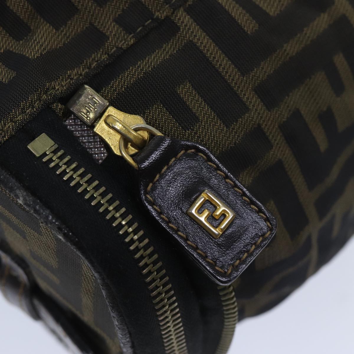FENDI Zucca Canvas Vanity Pouch Brown Blackbs13353