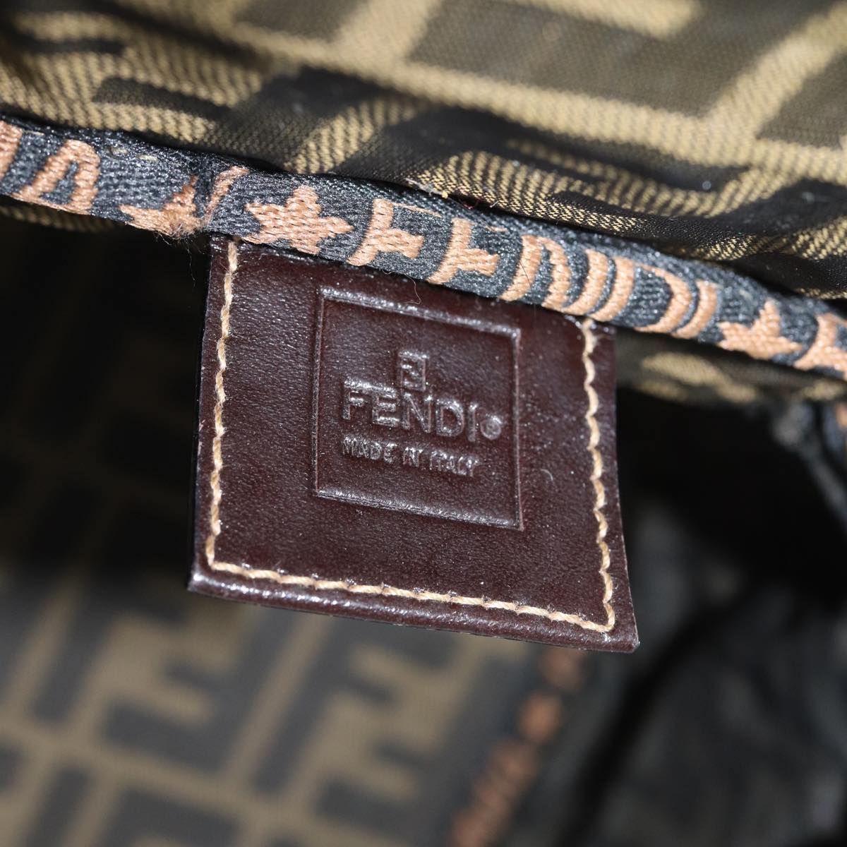 FENDI Zucca Canvas Vanity Pouch Brown Blackbs13353