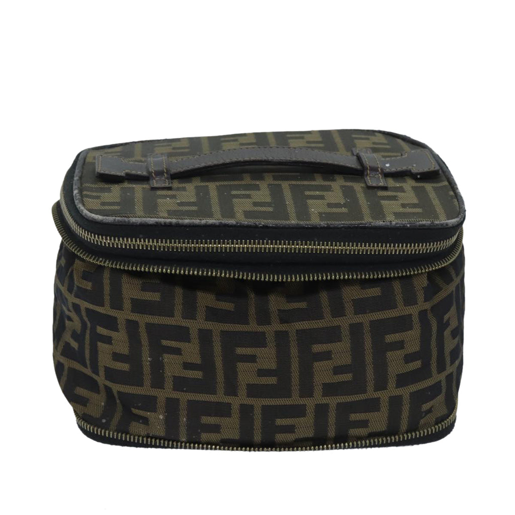 FENDI Zucca Canvas Vanity Pouch Brown Blackbs13353