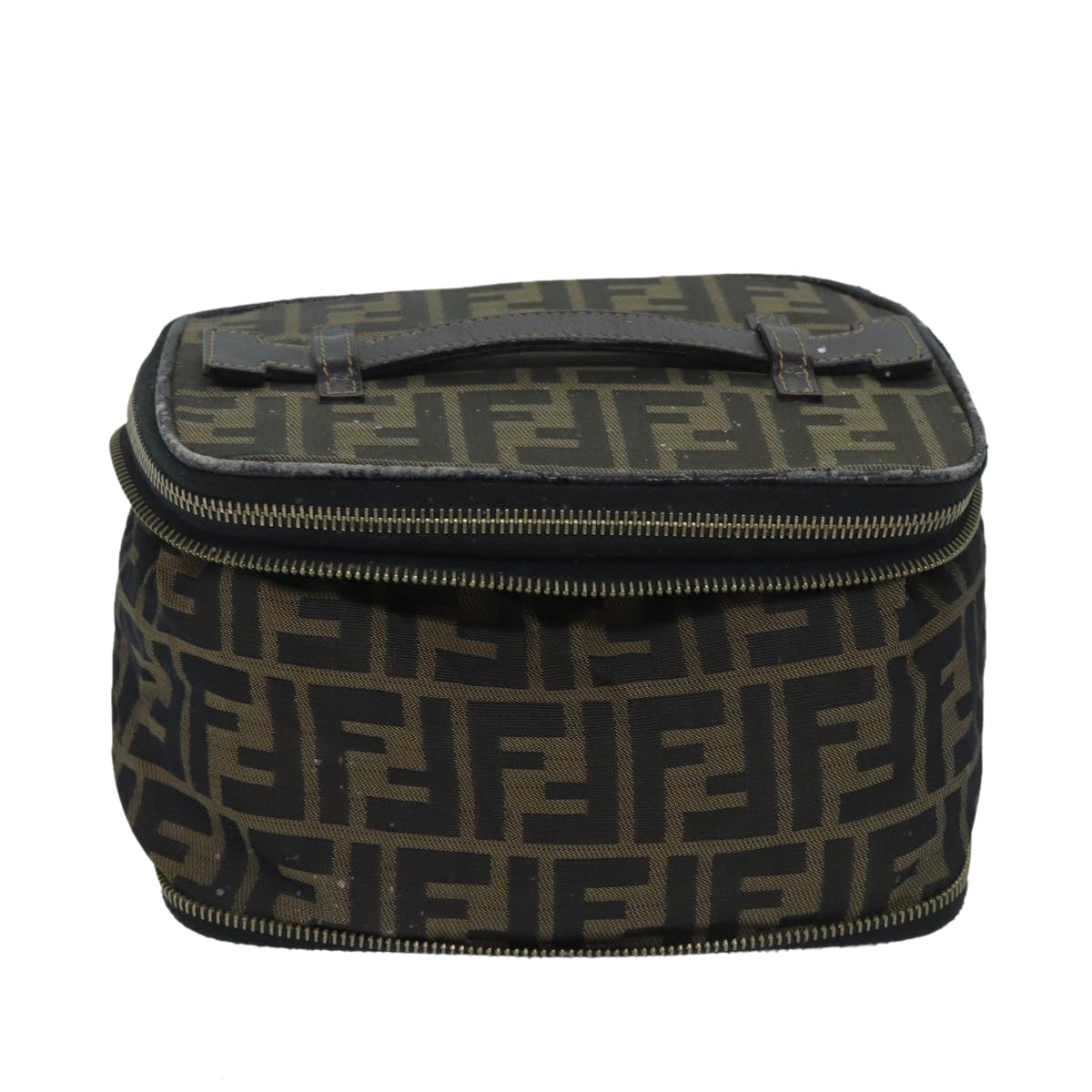 FENDI Zucca Canvas Vanity Pouch Brown Blackbs13353