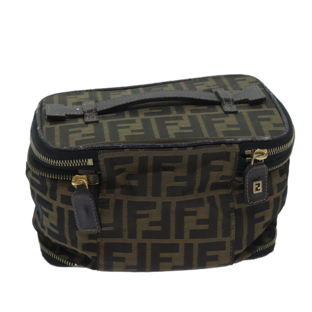 FENDI Zucca Canvas Vanity Pouch Brown Blackbs13353