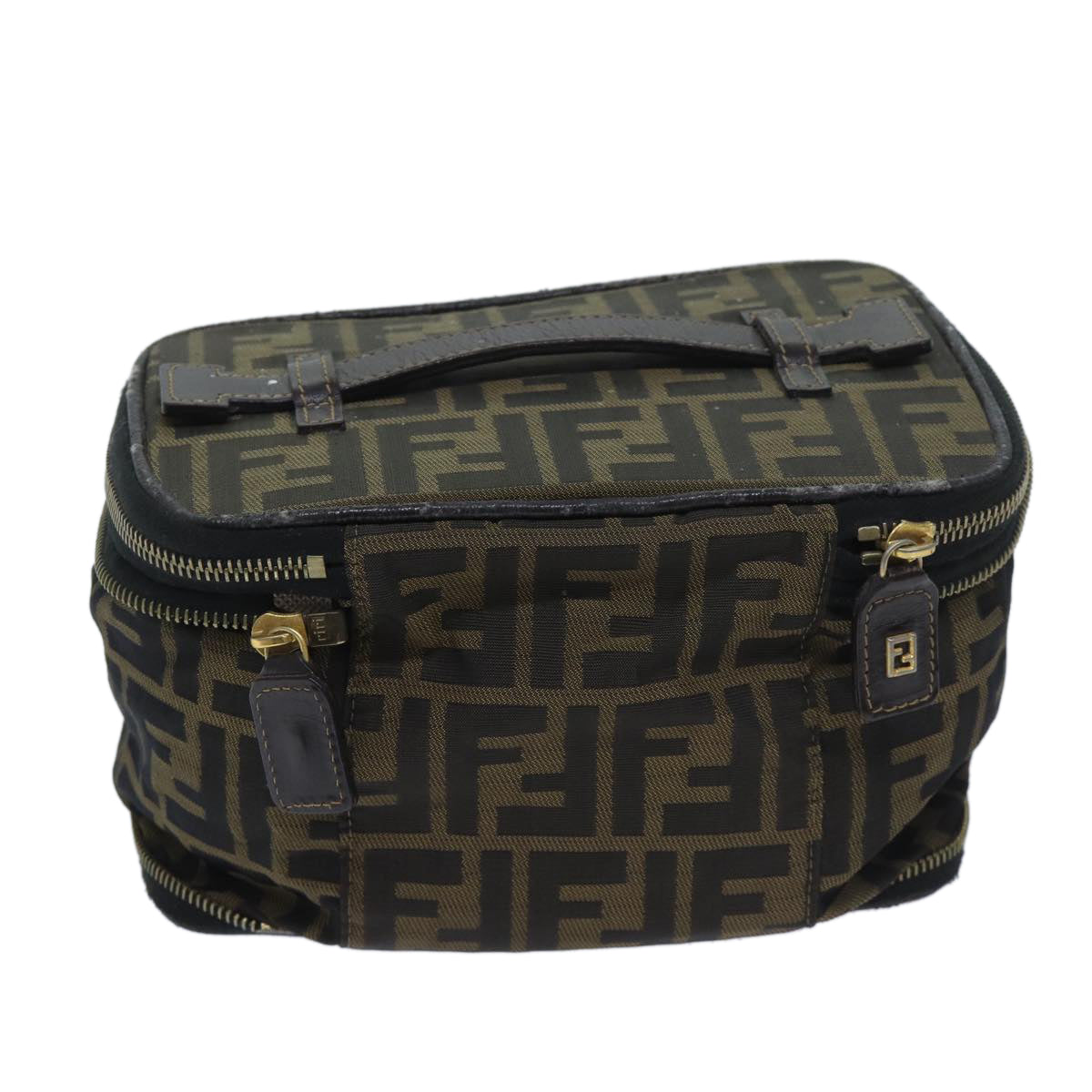 FENDI Zucca Canvas Vanity Pouch Brown Blackbs13353