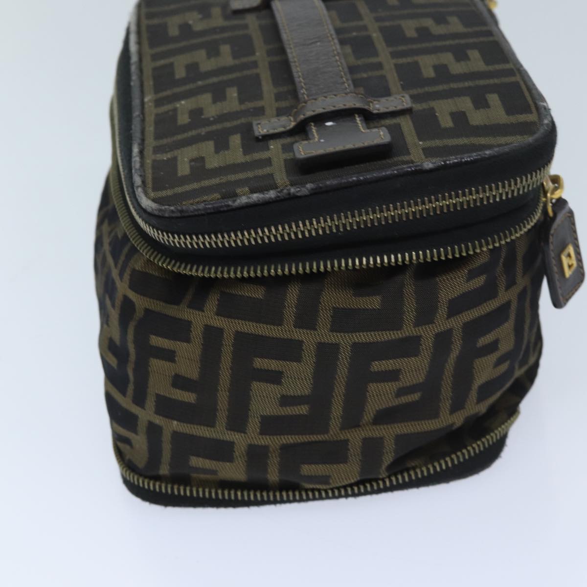 FENDI Zucca Canvas Vanity Pouch Brown Blackbs13353