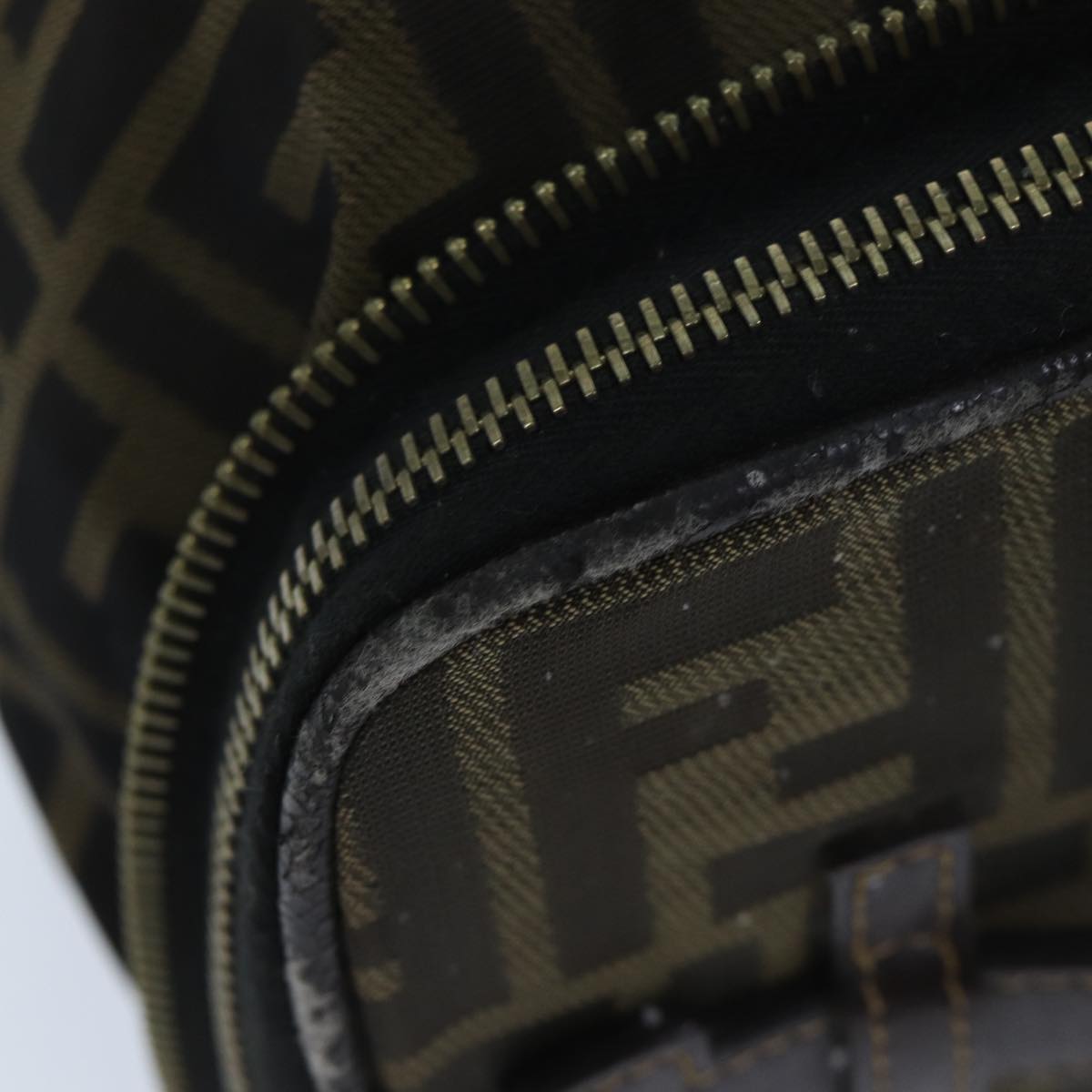 FENDI Zucca Canvas Vanity Pouch Brown Blackbs13353