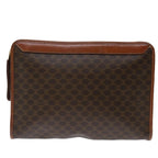 CELINE Macadam Canvas Clutch Bag PVC Brown Auth bs13386