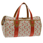 CELINE C Macadam Canvas Boston Bag White Auth bs13387