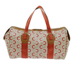 CELINE C Macadam Canvas Boston Bag White Auth bs13387