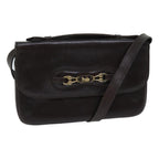 CELINE Shoulder Bag Leather Brown  13408