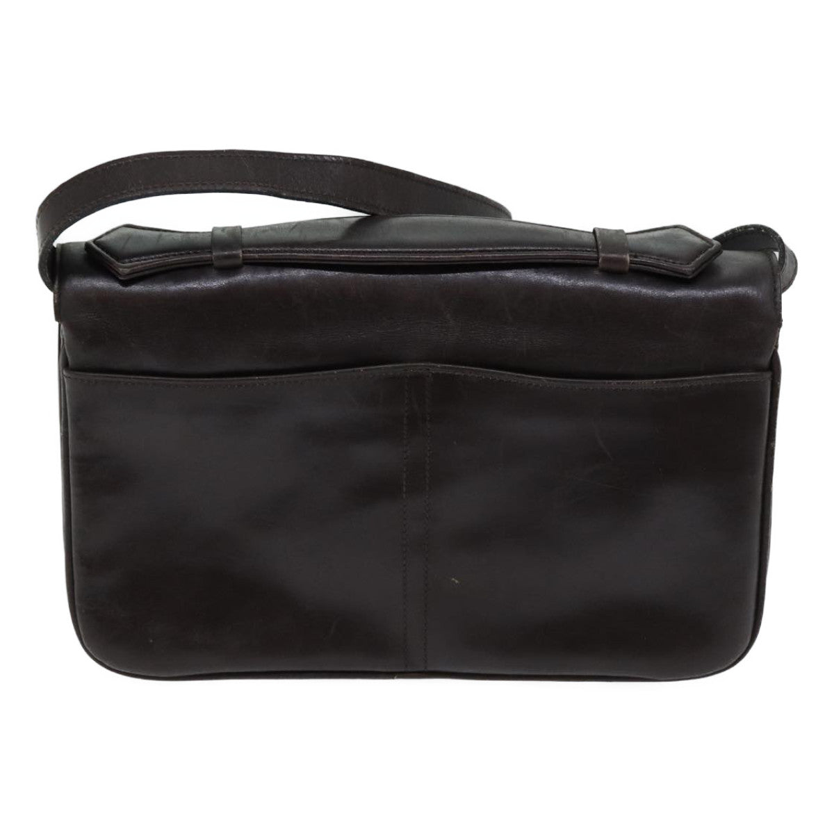 CELINE Shoulder Bag Leather Brown  13408