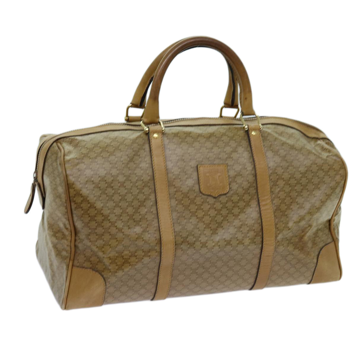 CELINE Macadam Canvas Boston Bag Beige  13419