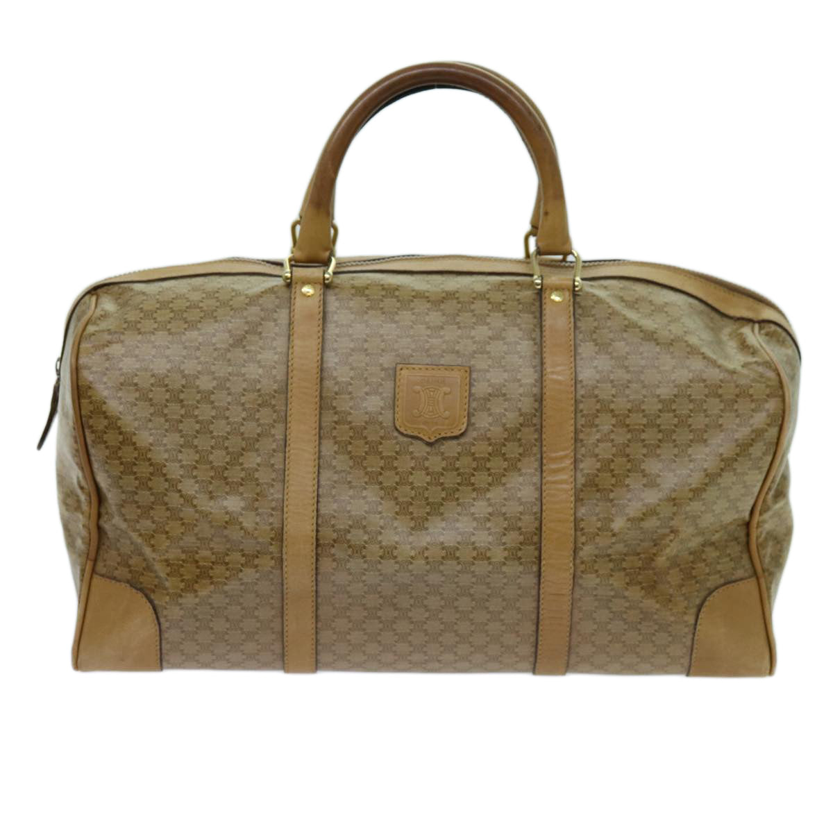 CELINE Macadam Canvas Boston Bag Beige  13419