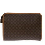 CELINE Macadam Canvas Clutch Bag PVC Brown Auth bs13426