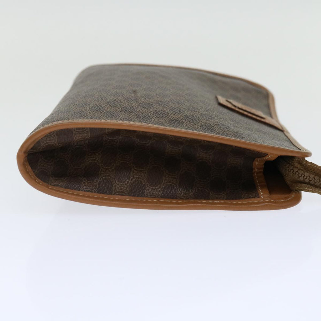 CELINE Macadam Canvas Clutch Bag PVC Brown Auth bs13426