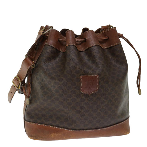 CELINE Macadam Canvas Shoulder Bag PVC Brown  13427