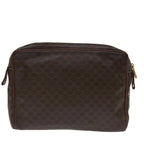 CELINE Macadam Canvas Clutch Bag PVC Brown Auth bs13453