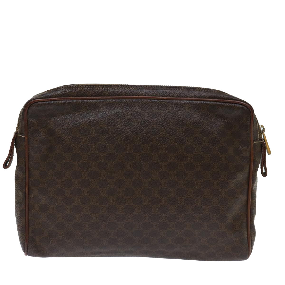 CELINE Macadam Canvas Clutch Bag PVC Brown Auth bs13453