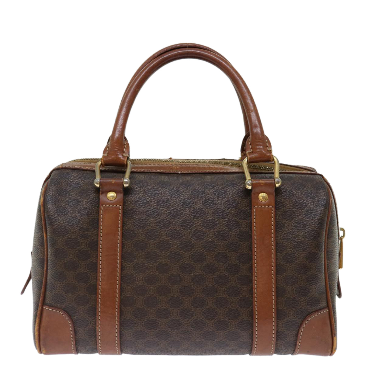 CELINE Macadam Canvas Hand Bag PVC Brown Auth bs13464