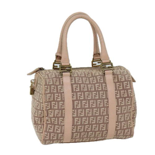 FENDI Zucchino Canvas Mini Boston Bag Pinkbs13506