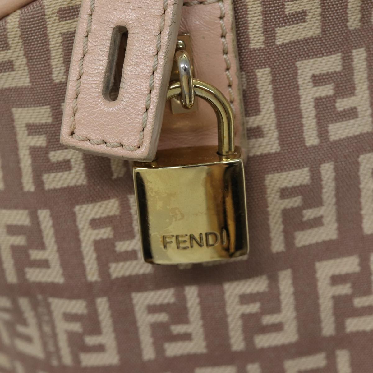 FENDI Zucchino Canvas Mini Boston Bag Pinkbs13506