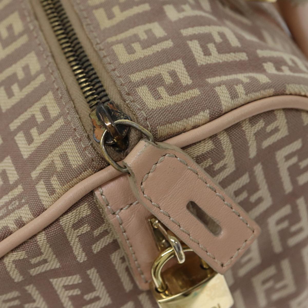 FENDI Zucchino Canvas Mini Boston Bag Pinkbs13506