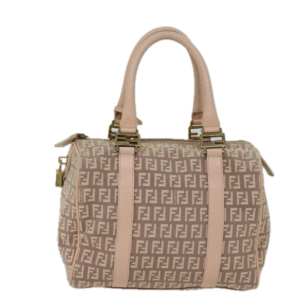 FENDI Zucchino Canvas Mini Boston Bag Pinkbs13506