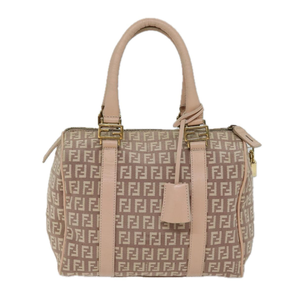 FENDI Zucchino Canvas Mini Boston Bag Pinkbs13506