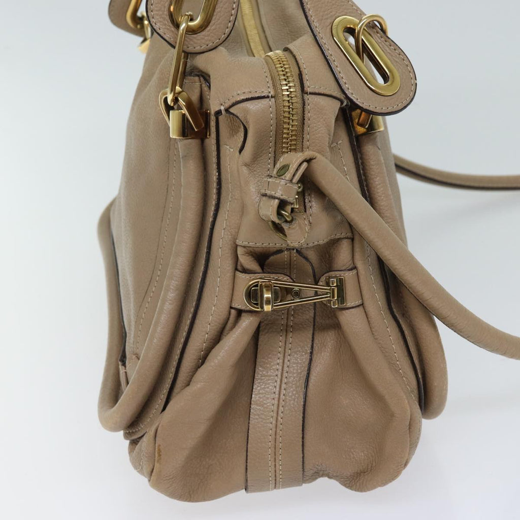 Chloe Paraty Shoulder Bag Leather 2way Beige bs13559