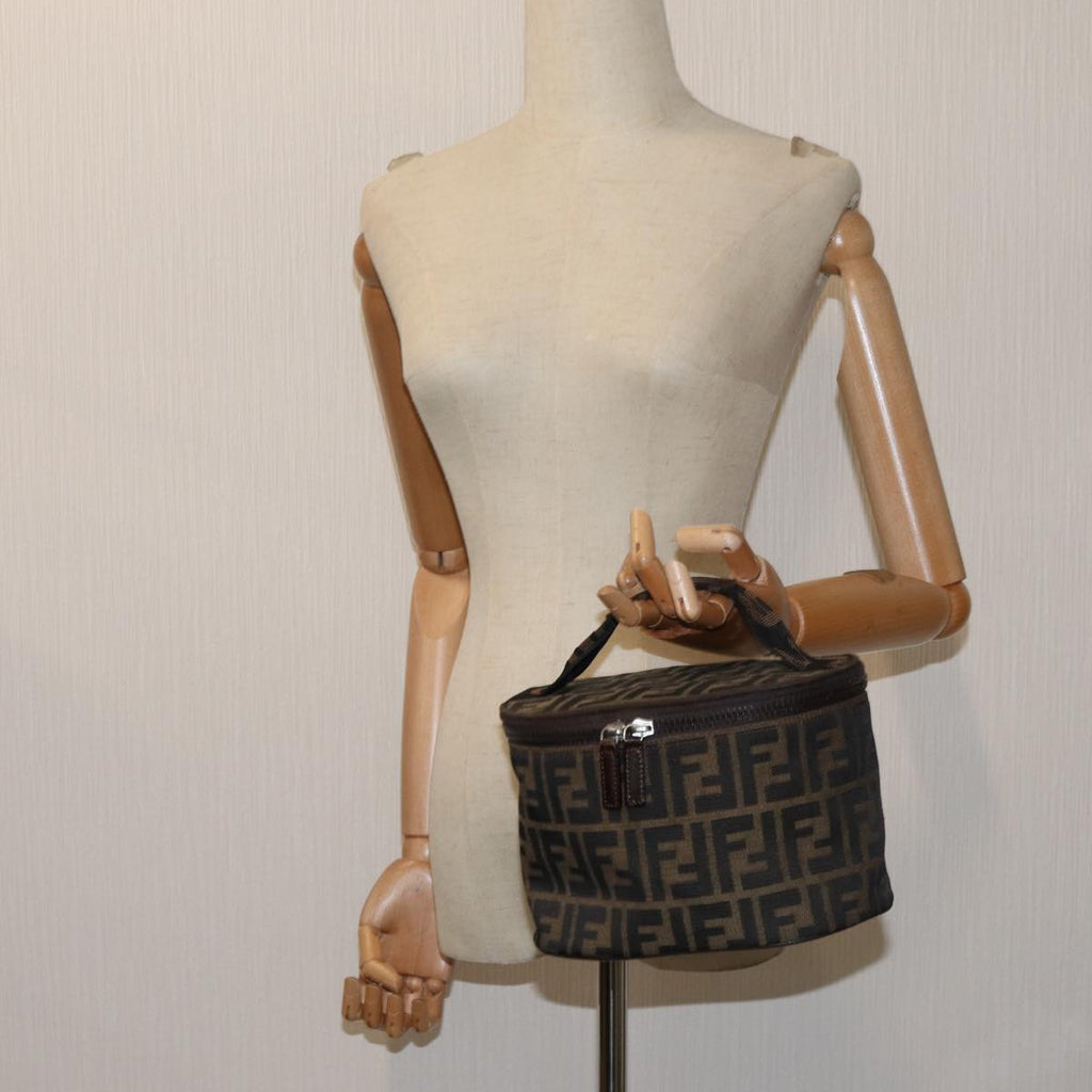 FENDI Zucca Canvas Vanity Cosmetic Pouch Brownbs13594