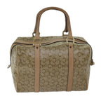 CELINE C Macadam Canvas Boston Bag Beige Auth bs13615