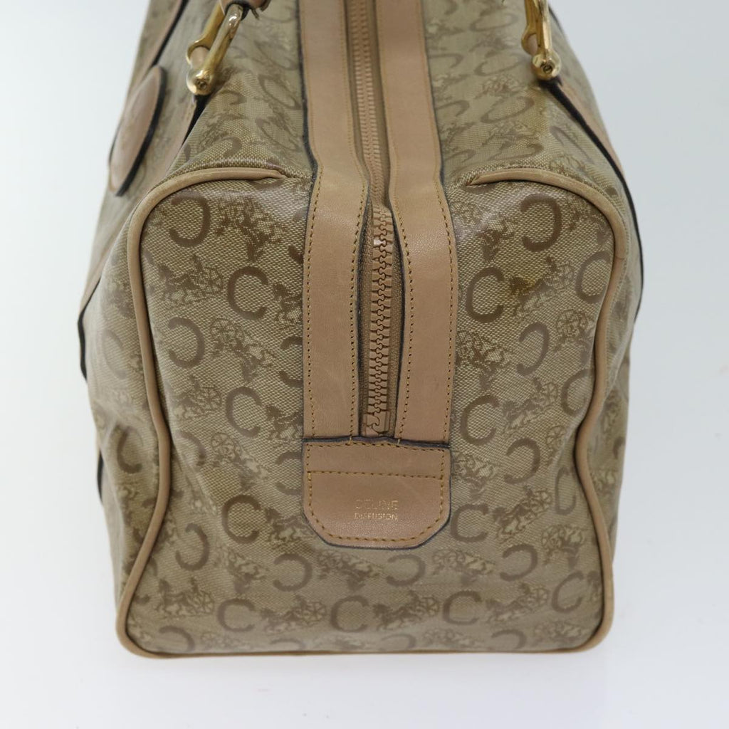 CELINE C Macadam Canvas Boston Bag Beige Auth bs13615