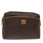 CELINE Macadam Canvas Clutch Bag PVC Brown Auth bs13616