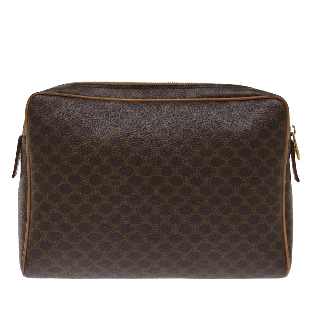 CELINE Macadam Canvas Clutch Bag PVC Brown Auth bs13616