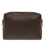 CELINE Macadam Canvas Clutch Bag PVC Brown Auth bs13616