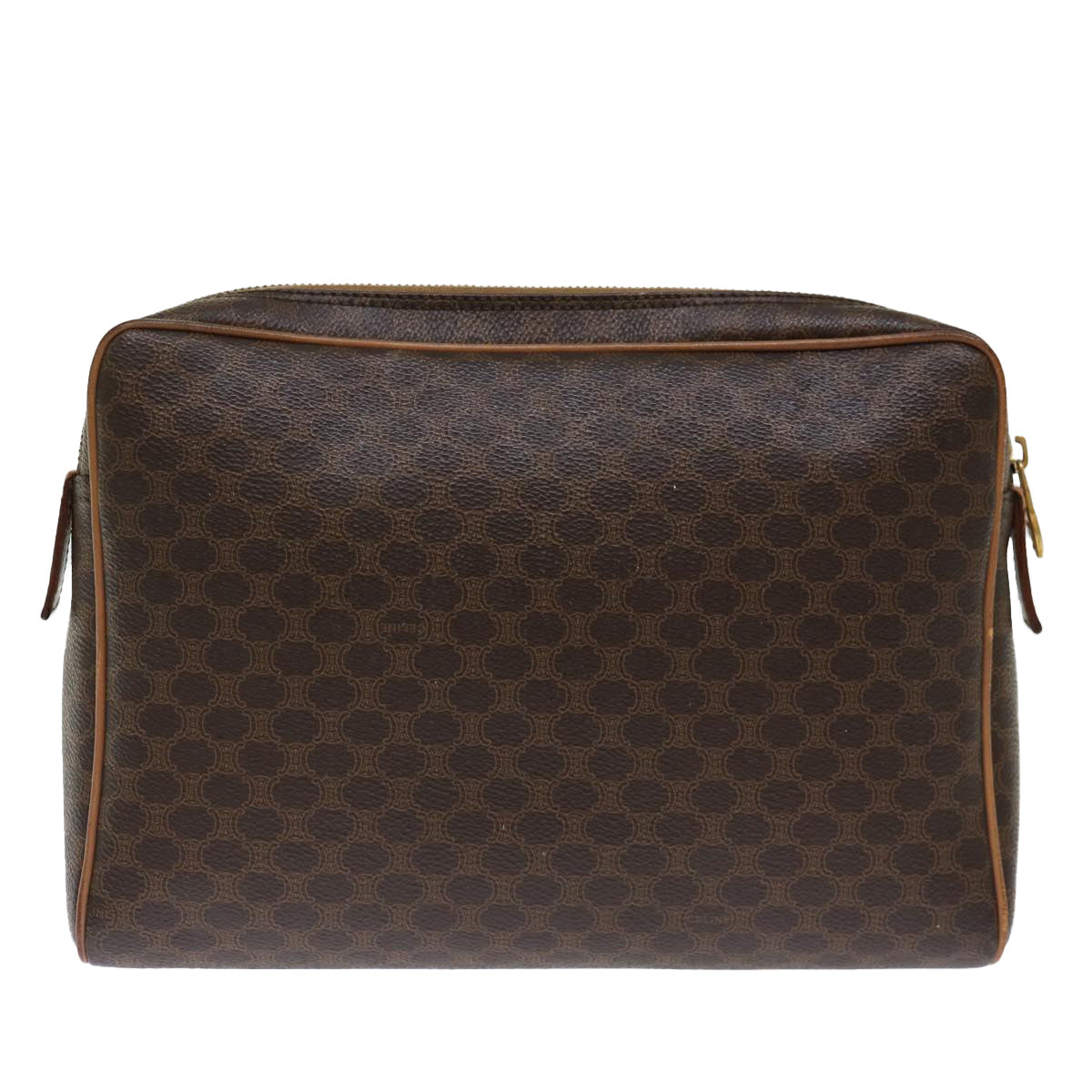 CELINE Macadam Canvas Clutch Bag PVC Brown Auth bs13616