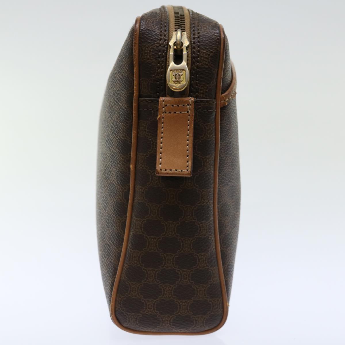CELINE Macadam Canvas Clutch Bag PVC Brown Auth bs13616