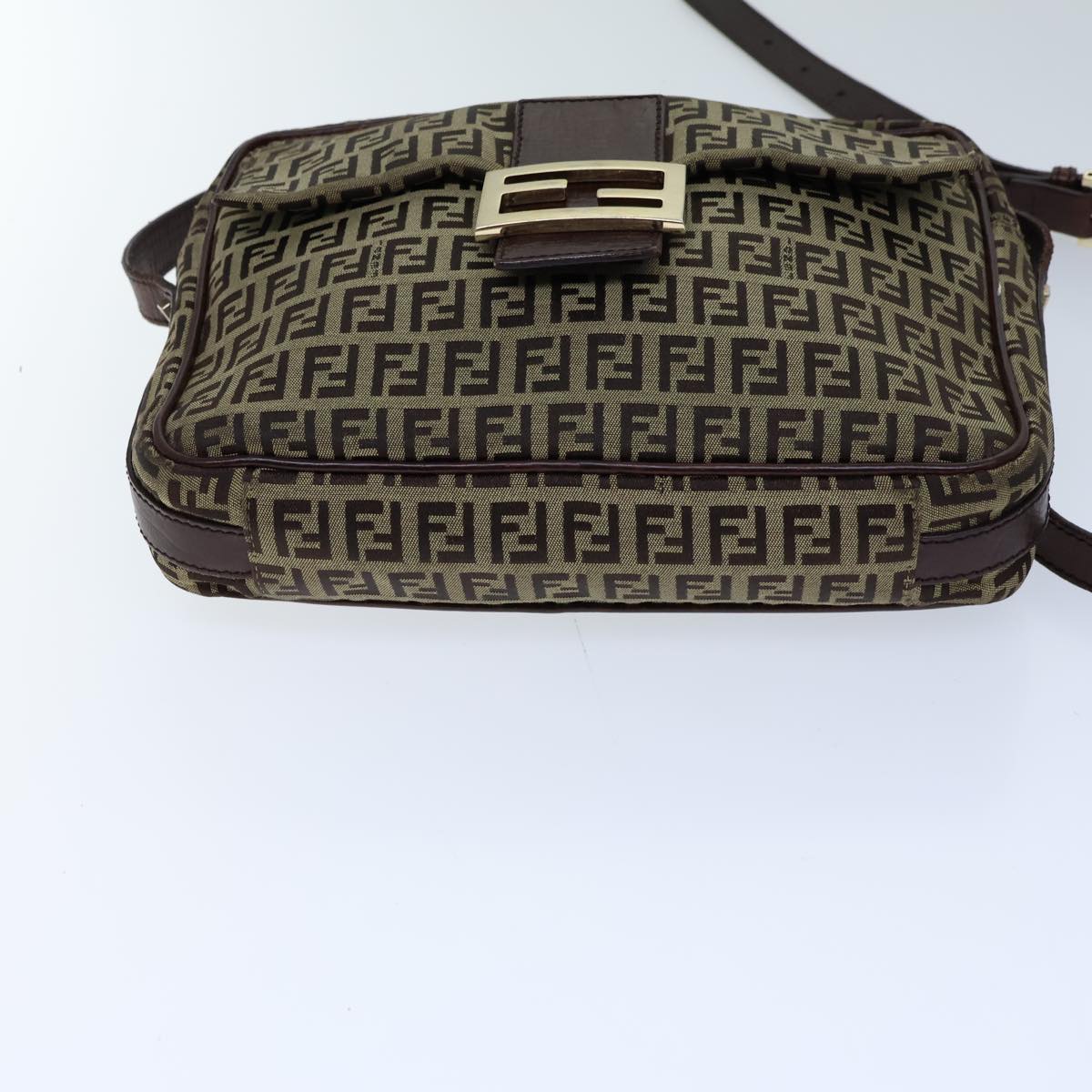 FENDI Zucchino Canvas Shoulder Bag Beigebs13695