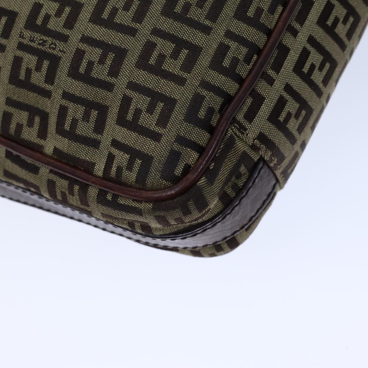 FENDI Zucchino Canvas Shoulder Bag Beigebs13695